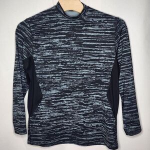 Nike Pro Dri Fit Size XXL/TTG Long Sleeve Athletic Gym Shirt Black/Grey‎ Print